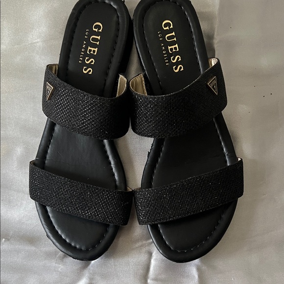 GUESS Black Double Strap Sandals - Picture 1 of 4